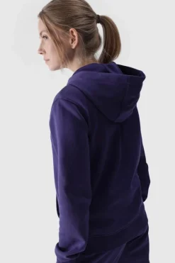 Clearance Bluza Damska Dresowa Z Kapturem Rozpinana Bawełniana Granatowa WMM00TSWSF1467-31S Damskie Bluzy Damskie|Odzież 4F