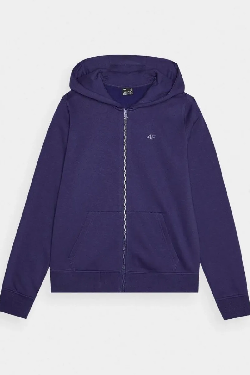 Clearance Bluza Damska Dresowa Z Kapturem Rozpinana Bawełniana Granatowa WMM00TSWSF1467-31S Damskie Bluzy Damskie|Odzież 4F