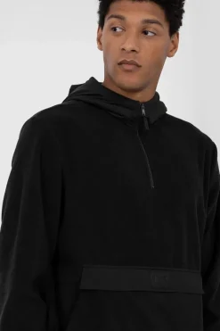 Clearance Bluza Polarowa Męska Z Kapturem AW23TFLEM137-20S Czarna Męskie Bluzy Męskie|Odzież 4F