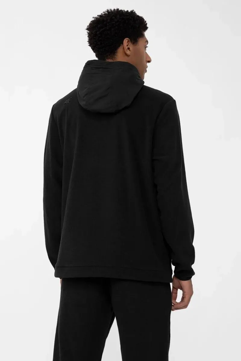 Clearance Bluza Polarowa Męska Z Kapturem AW23TFLEM137-20S Czarna Męskie Bluzy Męskie|Odzież 4F