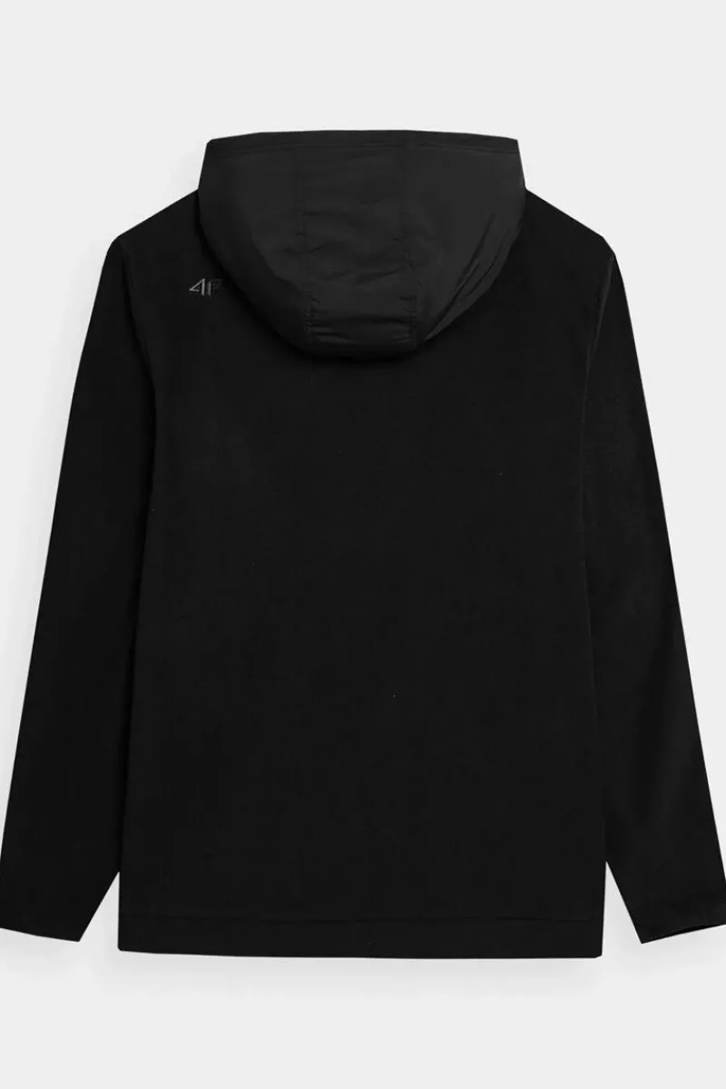 Clearance Bluza Polarowa Męska Z Kapturem AW23TFLEM137-20S Czarna Męskie Bluzy Męskie|Odzież 4F