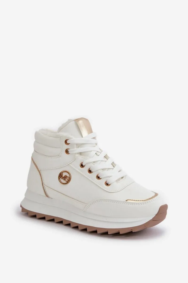 Outlet Botki Buty Sportowe Damskie Ocieplane Na Platformie Białe Ariatte Damskie Damskie Trapery|Botki Sznurowane