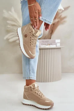 Damskie Trapery|Botki Sznurowane></noscript>Boto Botki Buty Sportowe Damskie Ocieplane Na Platformie Khaki Ariatte