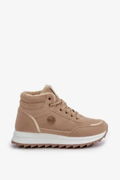 Damskie Trapery|Botki Sznurowane></noscript>Boto Botki Buty Sportowe Damskie Ocieplane Na Platformie Khaki Ariatte