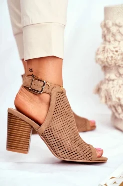 Online Botki Damskie Ażurowe Peep Toe Beżowe Paradise Damskie Botki Wiosenne|Botki Na Słupku