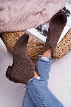 Botki Wiosenne|Brązowe I Beżowe Botki>Boto Botki Damskie Beżowe Skórzane Exquisite 1166