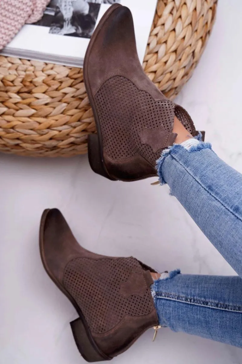 Botki Wiosenne|Brązowe I Beżowe Botki>Boto Botki Damskie Beżowe Skórzane Exquisite 1166