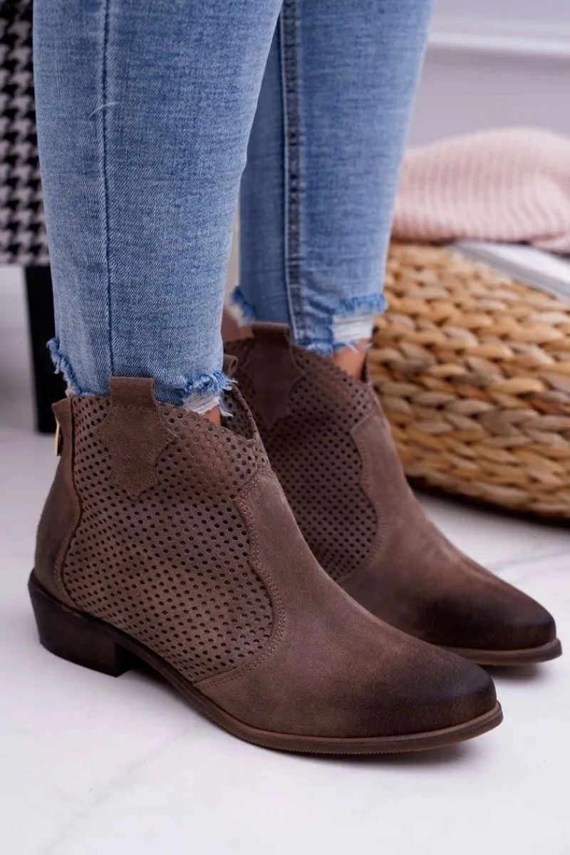 Botki Wiosenne|Brązowe I Beżowe Botki>Boto Botki Damskie Beżowe Skórzane Exquisite 1166