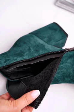 New Botki Damskie Ciepłe Eko Zamsz Zielone So Good Damskie Botki Na Słupku|Czarne Botki