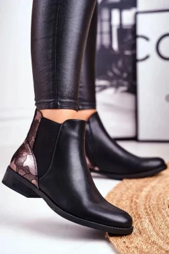 Best Botki Damskie Ciepłe Sztyblety Płaski Obcas Czarne Dibbo Damskie Czarne Botki|Botki Zimowe Damskie