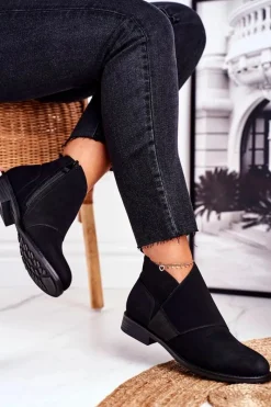 Czarne Botki|Botki Zimowe Damskie><noscript><img width=