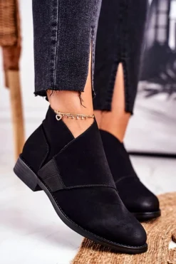 Czarne Botki|Botki Zimowe Damskie><noscript><img width=