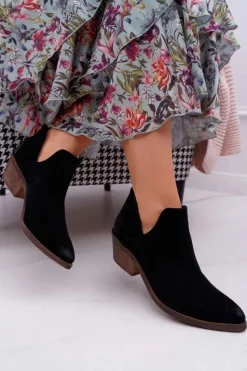 New Boto Botki Damskie Czarne Wiosenne Skórzane Anabella