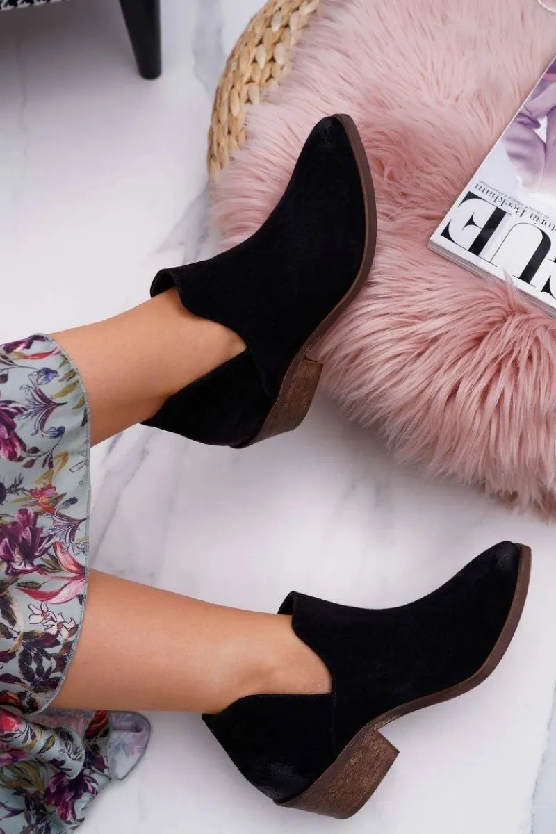 New Boto Botki Damskie Czarne Wiosenne Skórzane Anabella