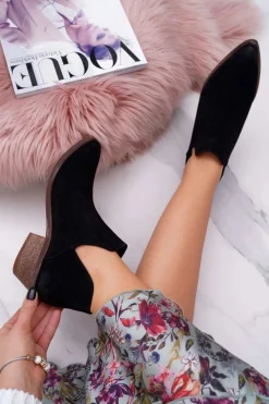 New Boto Botki Damskie Czarne Wiosenne Skórzane Anabella