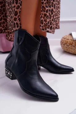 Hot Boto Botki Damskie Kowbojki Czarne Cliff