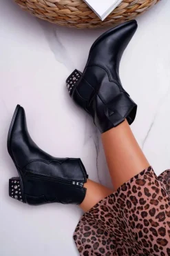 Hot Boto Botki Damskie Kowbojki Czarne Cliff