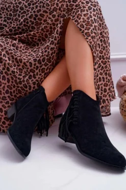 New Boto Botki Damskie Kowbojki Czarne Agnes