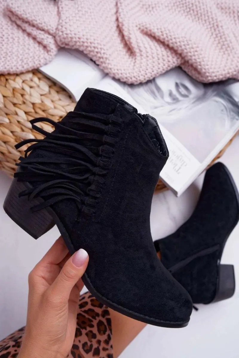 New Boto Botki Damskie Kowbojki Czarne Agnes