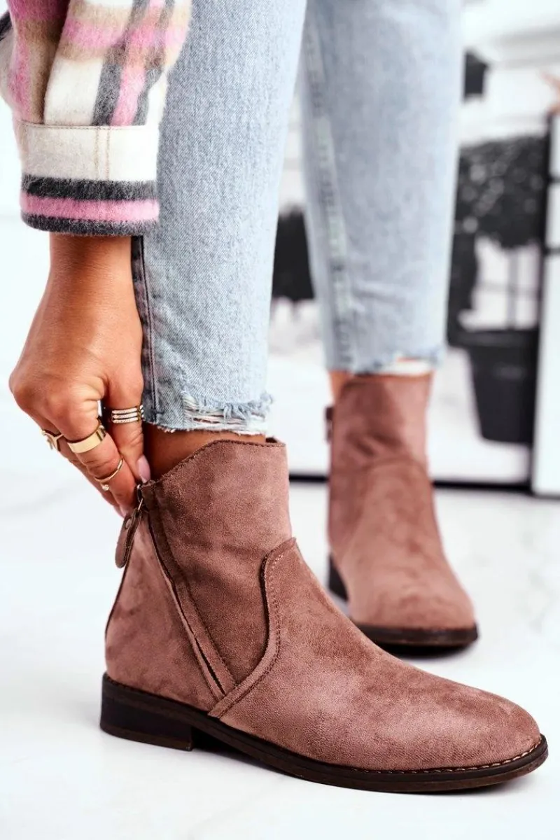 Botki Zimowe Damskie|Brązowe I Beżowe Botki>Evento Botki Damskie Kowbojki Płaski Obcas Khaki Plemmi