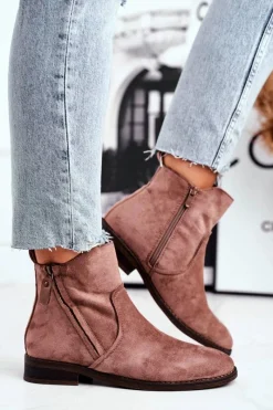 Botki Zimowe Damskie|Brązowe I Beżowe Botki><noscript><img width=