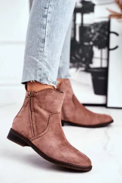 Botki Zimowe Damskie|Brązowe I Beżowe Botki><noscript><img width=