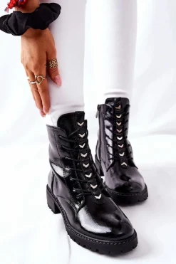 Buty damskie Vinceza Botki Damskie Lakierowane Czarne Myroe