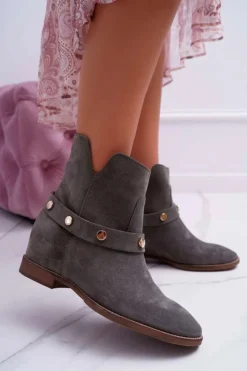 Hot Botki Damskie 1890 Skóra Zamsz Oliwkowe Darmah Damskie Botki Wiosenne|Botki Na Koturnie