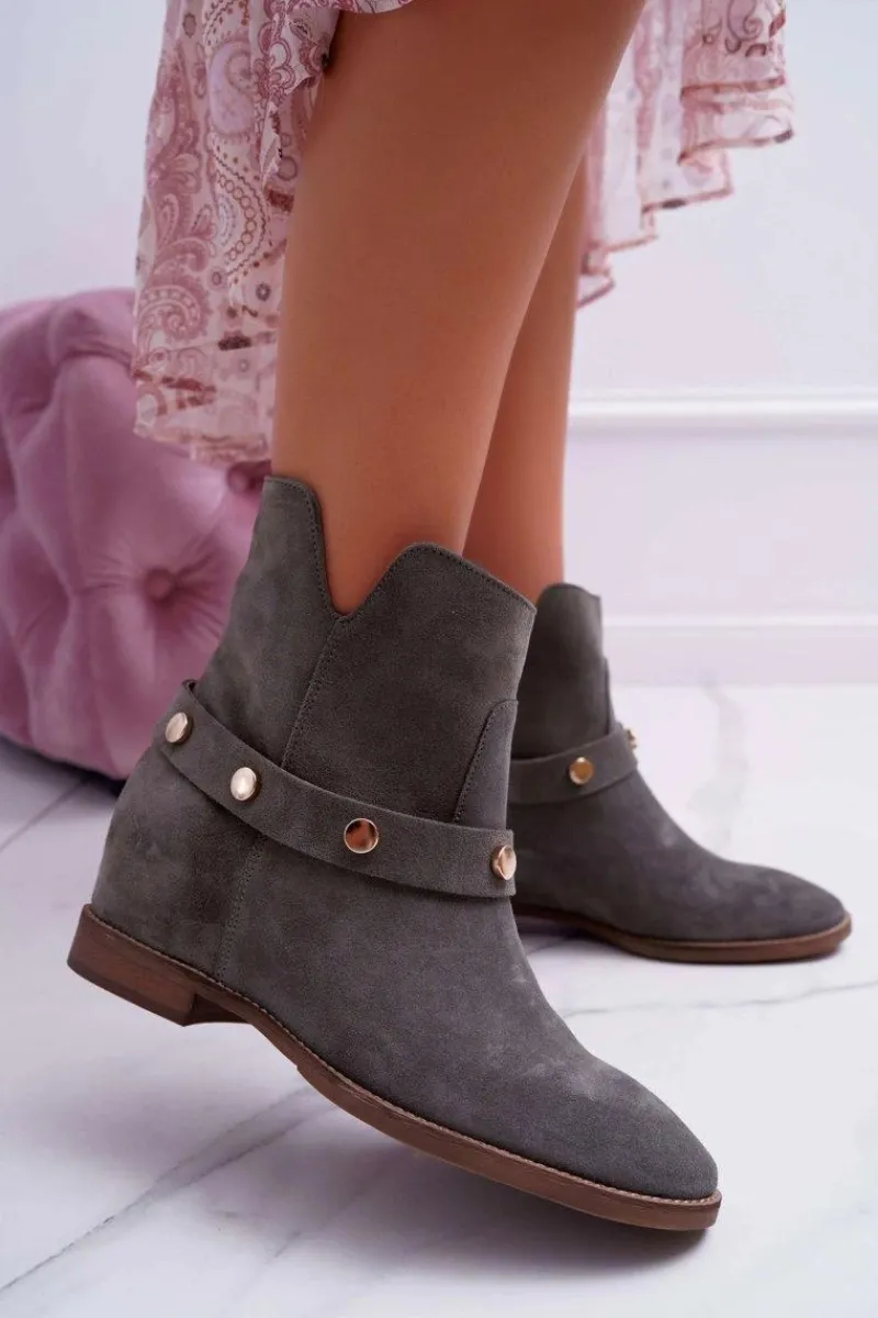 Hot Botki Damskie 1890 Skóra Zamsz Oliwkowe Darmah Damskie Botki Wiosenne|Botki Na Koturnie