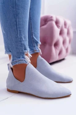 Botki Wiosenne|Botki Zamszowe>Boto Botki Damskie Lu Boo Z Wycięciami Błękitne Chelsea