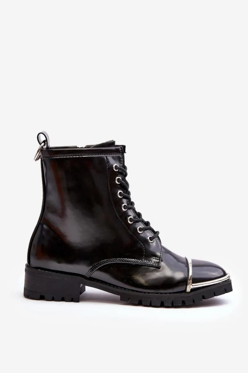 Sale Boto Botki Damskie Lu Boo Czarne Workery ze Stalową Oprawą Jacksy