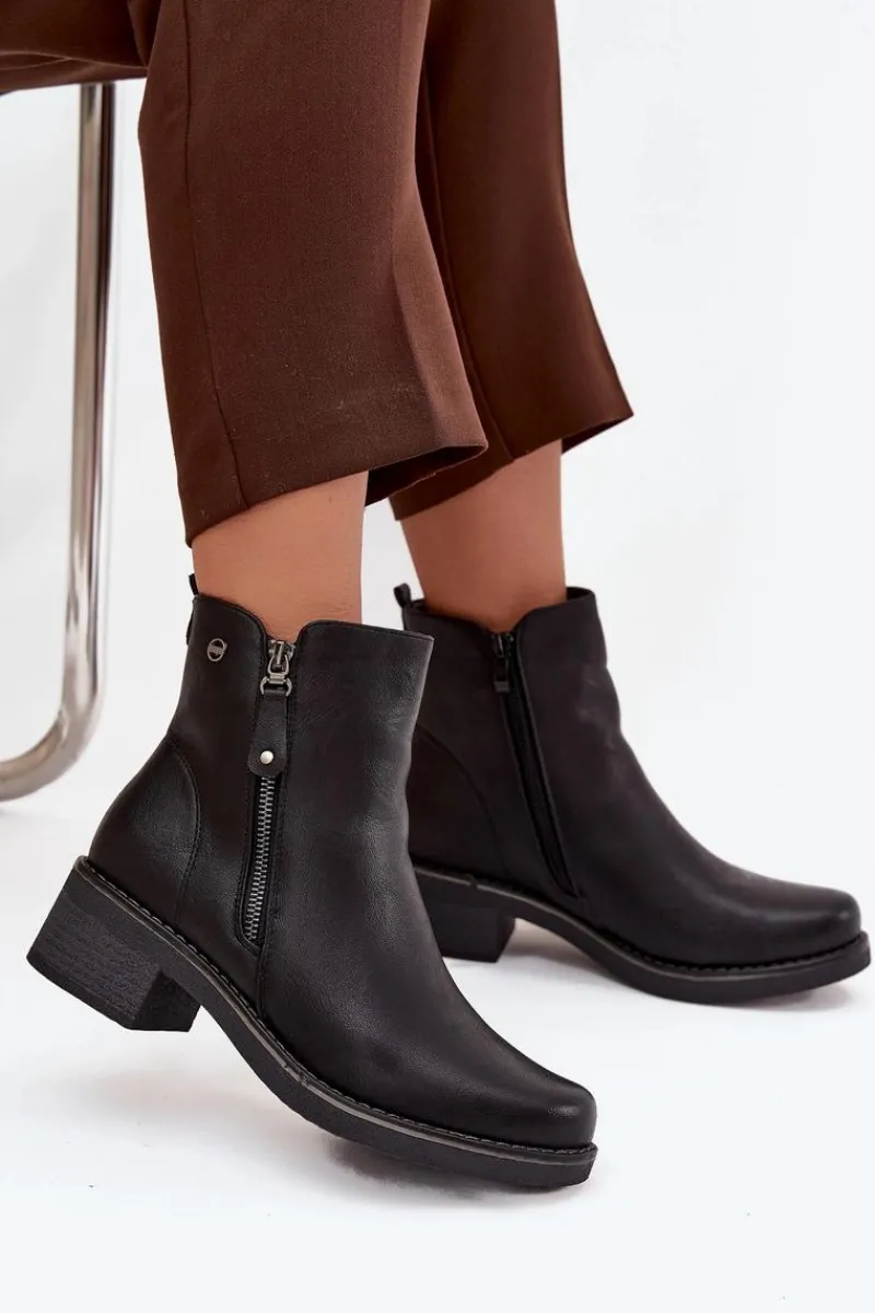 Botki Ocieplane|Czarne Botki>Evento Botki Damskie Na Klocku Ocieplane Czarne Kalivana