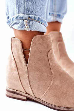 Discount Botki Damskie Na Koturnie S.Barski Joiva Beżowe Damskie Botki Wiosenne|Botki Na Koturnie