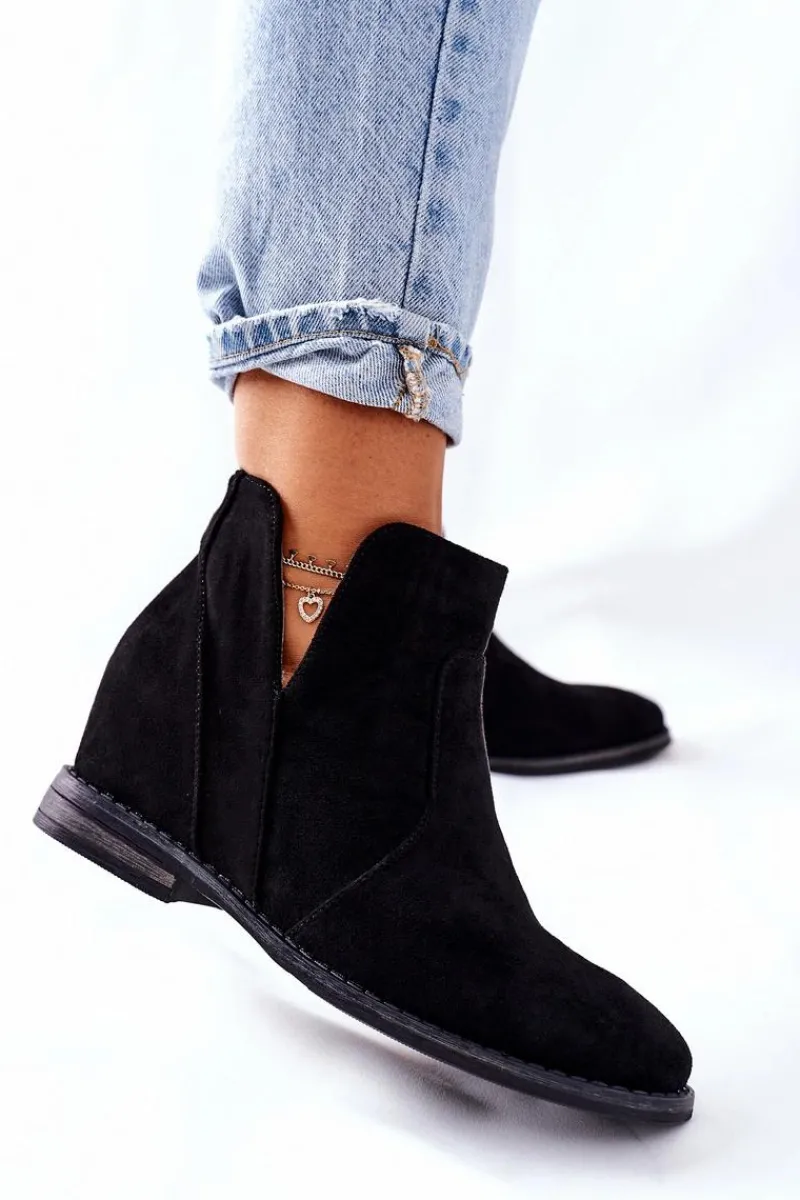 Online Damskie buty S.Barski Botki Damskie Na Koturnie S.Barski Joiva Czarne