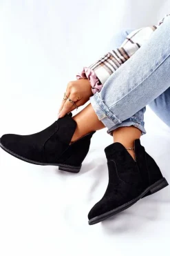 Online Damskie buty S.Barski Botki Damskie Na Koturnie S.Barski Joiva Czarne