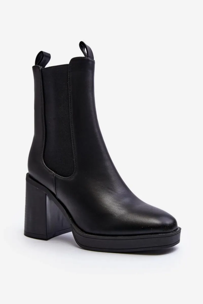 Online Botki Damskie Na Masywnym Obcasie Czarne Piovere Damskie Czarne Botki|Botki Na Obcasie
