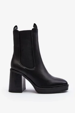 Online Botki Damskie Na Masywnym Obcasie Czarne Piovere Damskie Czarne Botki|Botki Na Obcasie