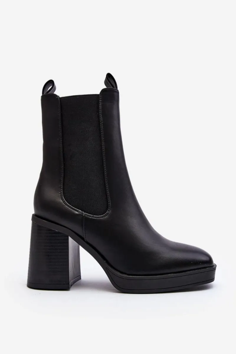 Online Botki Damskie Na Masywnym Obcasie Czarne Piovere Damskie Czarne Botki|Botki Na Obcasie