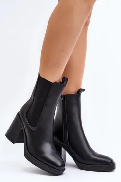 Online Botki Damskie Na Masywnym Obcasie Czarne Piovere Damskie Czarne Botki|Botki Na Obcasie