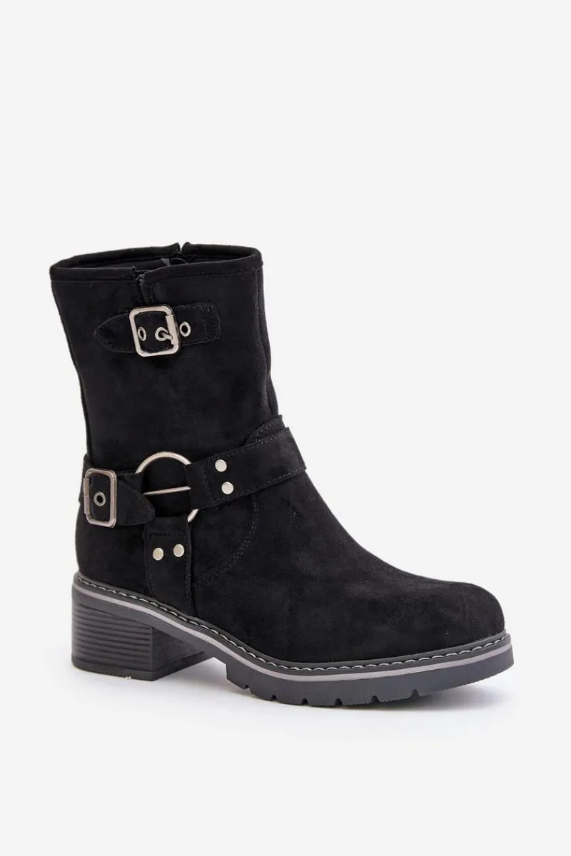 Discount Botki Damskie Na Niskim Obcasie Z Klamrami Czarne Zudra Damskie Brązowe I Beżowe Botki|Botki Na Obcasie