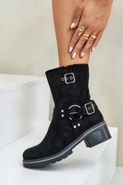 Discount Botki Damskie Na Niskim Obcasie Z Klamrami Czarne Zudra Damskie Brązowe I Beżowe Botki|Botki Na Obcasie