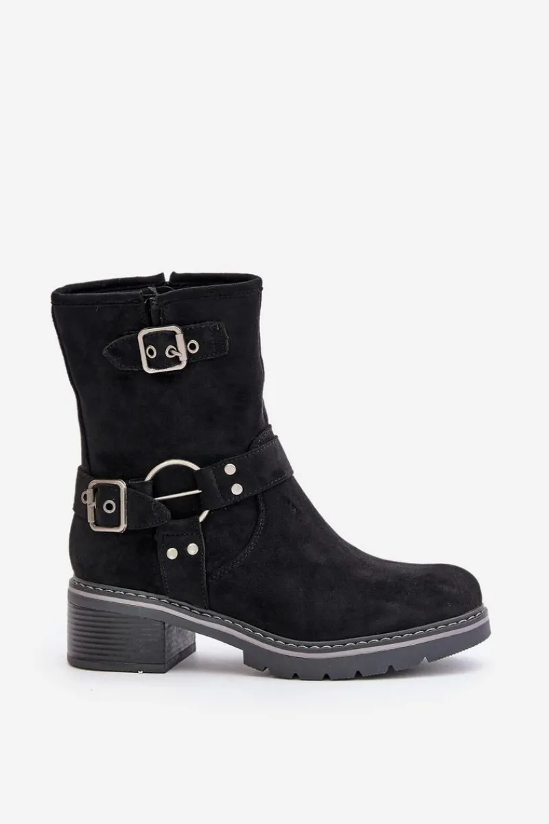 Discount Botki Damskie Na Niskim Obcasie Z Klamrami Czarne Zudra Damskie Brązowe I Beżowe Botki|Botki Na Obcasie