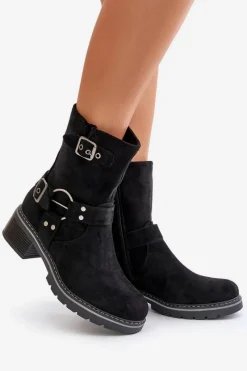 Discount Botki Damskie Na Niskim Obcasie Z Klamrami Czarne Zudra Damskie Brązowe I Beżowe Botki|Botki Na Obcasie