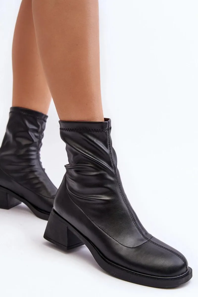 Botki Damskie Na Niskim Obcasie Czarne Aphroteia Damskie Botki Ocieplane|Czarne Botki