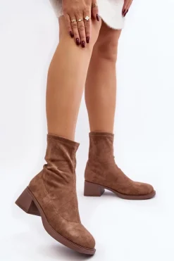 Clearance Botki Damskie Na Niskim Obcasie Brązowe Aphroteia Damskie Botki Ocieplane|Czarne Botki