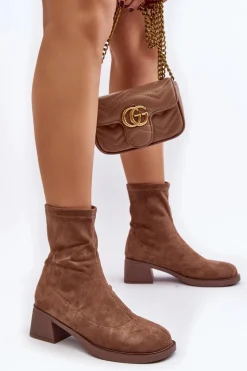 Clearance Botki Damskie Na Niskim Obcasie Brązowe Aphroteia Damskie Botki Ocieplane|Czarne Botki