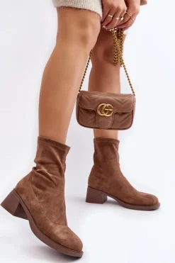 Clearance Botki Damskie Na Niskim Obcasie Brązowe Aphroteia Damskie Botki Ocieplane|Czarne Botki