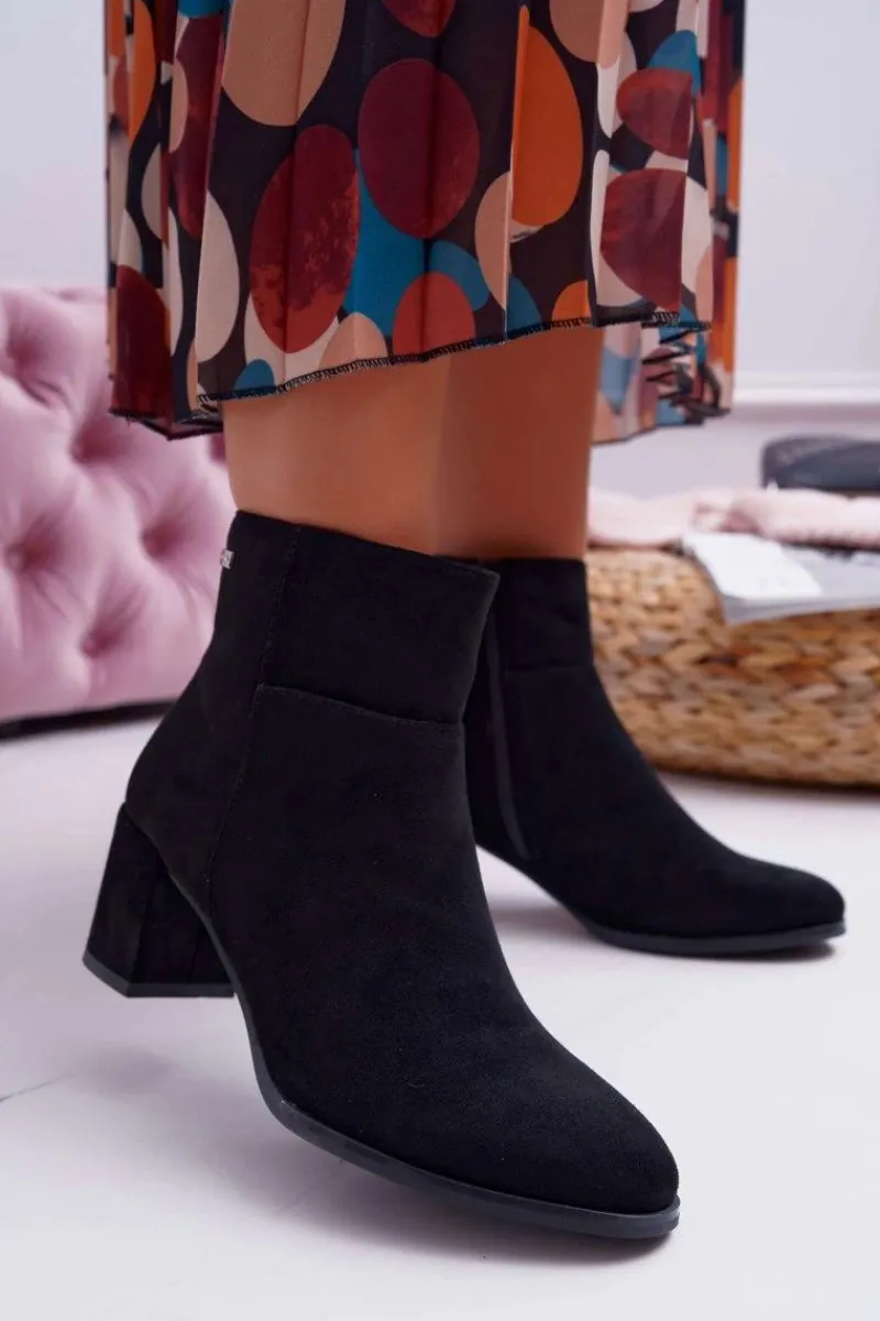 Outlet Buty Sergio Leone Botki Damskie Na Obcasie Sergio Leone Czarne BT522