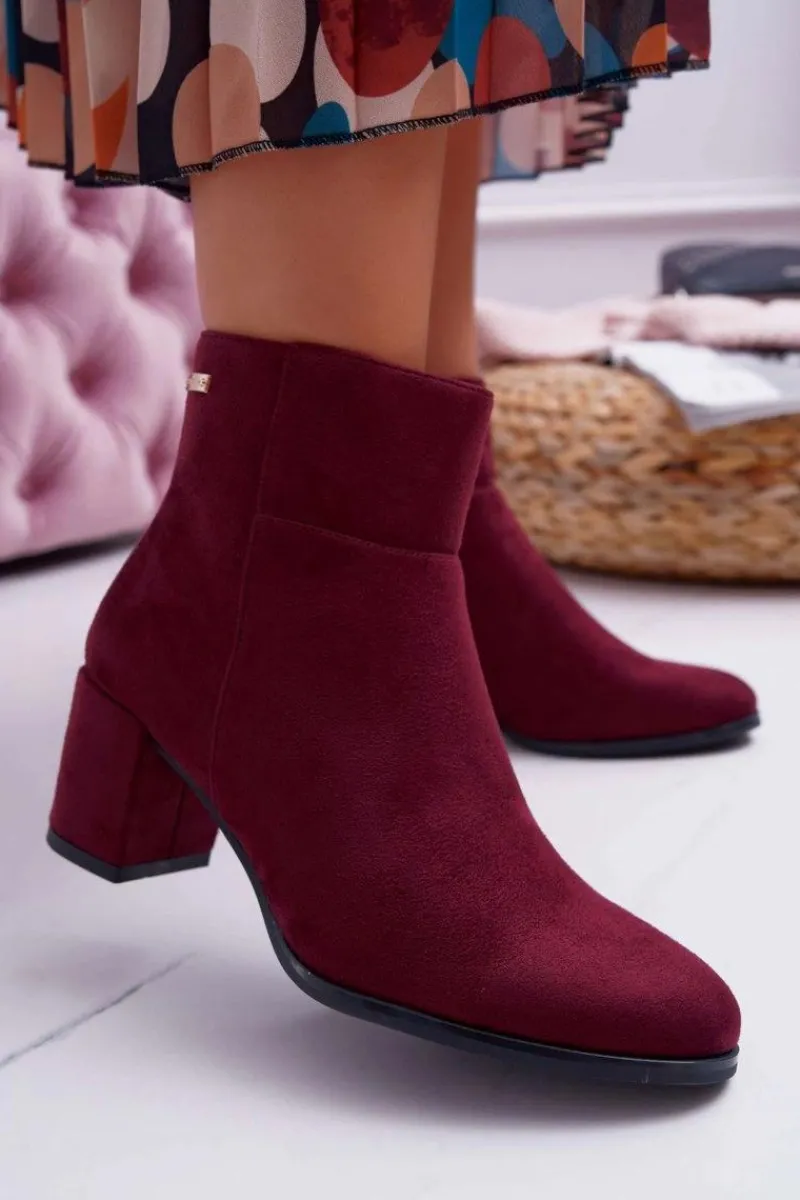 Botki Na Słupku|Botki Zimowe Damskie>Buty Sergio Leone Botki Damskie Na Obcasie Sergio Leone Bordowe BT522