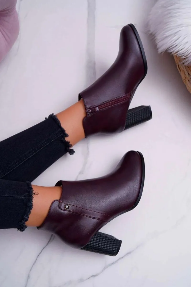 Online Buty Sergio Leone Botki Damskie Na Obcasie Sergio Leone Bordowe BT518